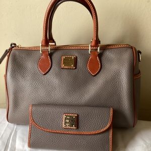 Dooney & Bourke Gray and Brown Satchel with Wallet